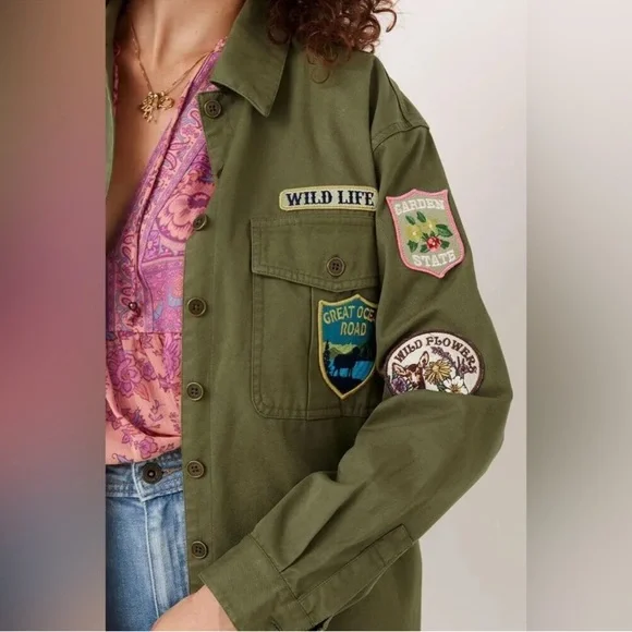 Spell Great Ocean Medium Olive Utility Jacket with Patches - Picture 6 of 6